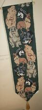 VTG UNBRANDED TAPESTRY WALL HANGING DOGS 7.5 x 27 INCHES 