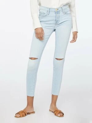 FRAME DENIM Le Skinny De Jeanne Ripped Knee Crop Jean Pacifica Rips 25 $195 #280 - Image 1 of 4