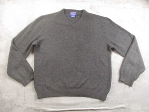 VTG Pendleton V Neck Cashmere Sweater Men's Large Charcoal Grey Distressed READ - Picture 1 of 12
