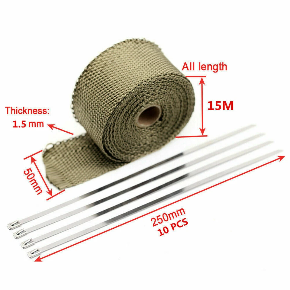 15M Exhaust Header Pipe Wrap Insulation Shield Tape For HONDA CRF250R/X CRF230F - Image 1 of 4