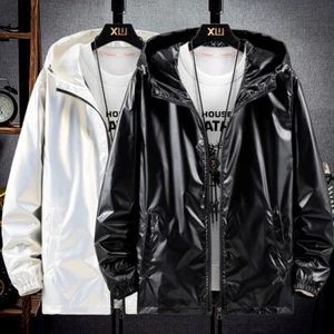 Men's Waterproof Windbreaker Zipper Jacket hoodie Light Sports Outwear Coat Gym - Picture 1 of 27