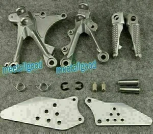 Pair Rider Front Foot Pegs Footrest Brackets for KAWASAKI NINJA ZX6R 2005-2008 - Picture 1 of 6