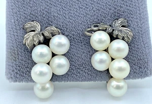 Mikimoto Cultured Akoya Pear Screw Back Earrings in Sterling Silver - Picture 1 of 10