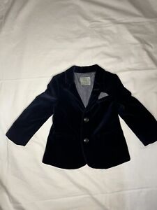 Zara Boys Size 12 Months Navy Velvet Blazer Jacket Suit 80cm Holiday Wedding