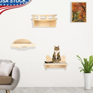 Indoor Cat Wall Shelves Wall-Mounted Cat Climber Cat Play Furniture &Cat Hammock - Picture 1 of 7