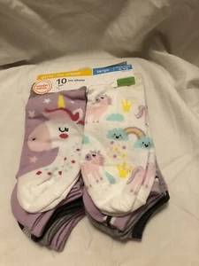 10 PAIR GIRL'S WONDER NATION MULTICOLOR NO SHOW SOCKS Size L (4-10) WQ2 NWT - Picture 1 of 3