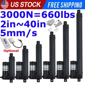 12V 24V 3000N 660lb Electric Linear Actuator Motor 2"~ 40" Heavy Duty Waterproof - Picture 1 of 42