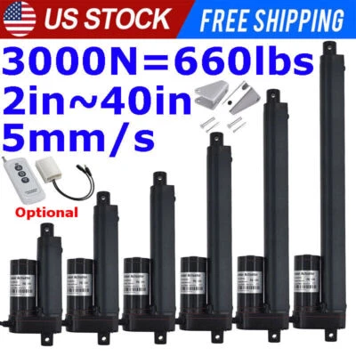 12V 24V 3000N 660lb Electric Linear Actuator Motor 2"~ 40" Heavy Duty Waterproof - Image 1 of 4