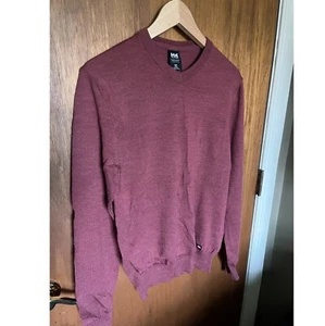 Men’s Helly Hansen Merino Wool V-Neck Sweater Oxblood Small - Picture 1 of 9