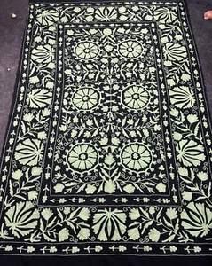 Light Green Suzani Bedspread / Handmade Bedsheet / Boho Decor / Home & Living - Picture 1 of 4