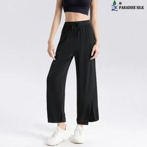 Silk Wide Leg Pants High Waist  Breathable Loose Fit Sun Protection - Picture 1 of 11