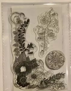 Flourishes & Flowers 3 Piece Transparent Stamp Set Scrapbook Cardmaking NEW - Picture 1 of 2
