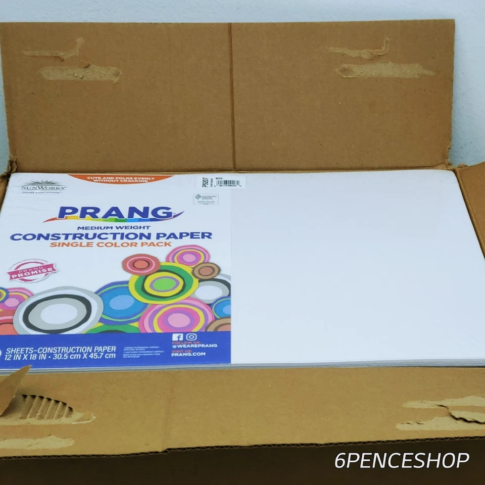 Pacon SunWorks Construction Paper 58lb 12 X 18 White 50/pack