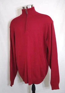 Maglione pullover Oscar De Larenta rosso a costine 1/4 zip uomo taglia XL - Foto 1 di 9