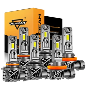 AUXBEAM 9005 9006 H11 LED Headlight Kit Bulbs High Low Beam 6500K Super Bright - Picture 1 of 18