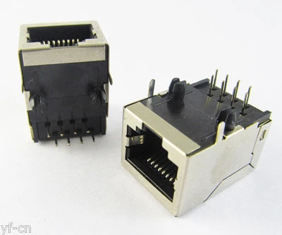 4pcs CAT5 Modular Network RJ45 59 8P8C PCB Female Jack Connector w/ Metal House - Image 1 of 4