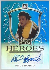 2014-15 Leaf Metal Heroes Auto Blue Prismatic PHIL ESPOSITO #MH-PE1 #5/10 Bruins
