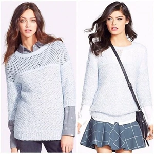 hinge Womens Open Weave Icy Blue Tunic Sweater Large Retail $74 - Picture 1 of 6