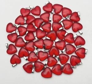 Red Glass Heart Pendant with Snake Chain Necklace - Picture 1 of 2