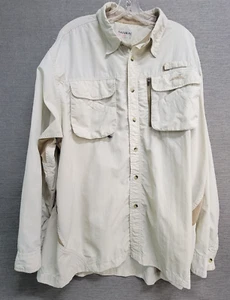 Natural Gear Performance Fishing Shirt Mens 2XL Tan Vented Nylon Long Sleeve - Picture 1 of 14