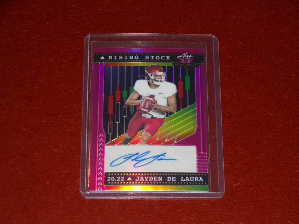 2022 Leaf Valiant Rising Stock Pink Auto 8/10 Jayden de Laura - Image 1 of 2