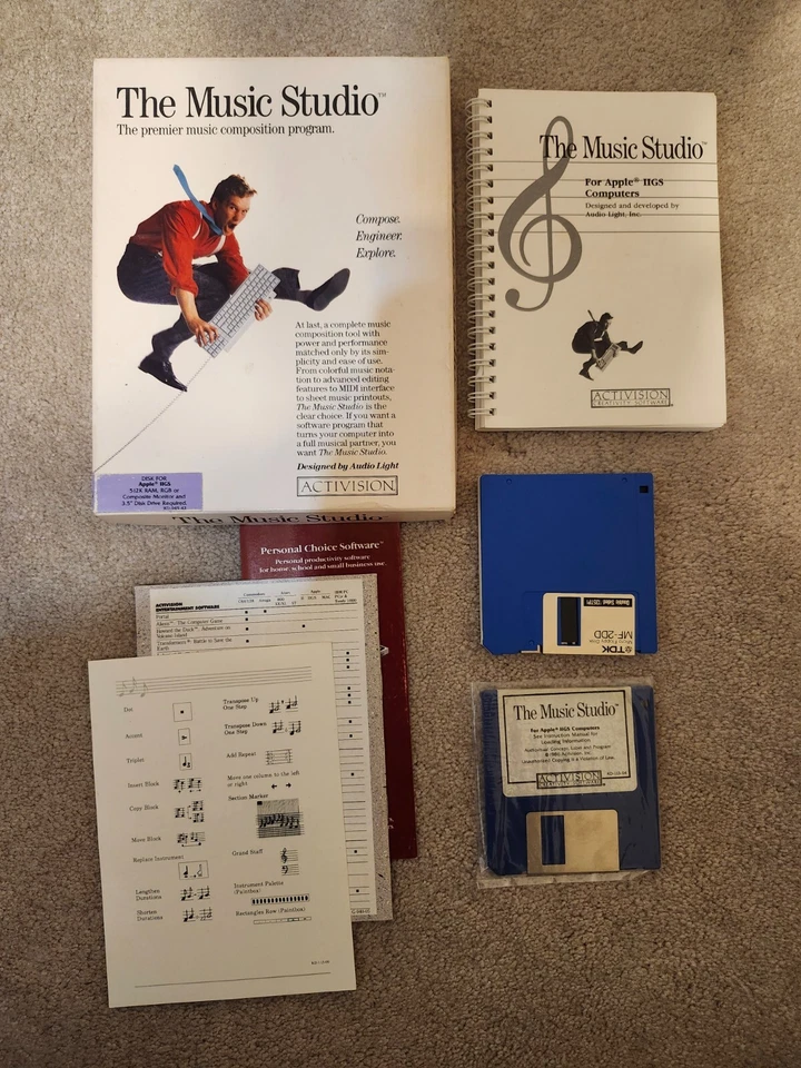 The Music Studio for Apple IIGS Audio Light / Activision 3.5" Floppy Box Papers - Image 1 of 1