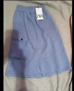 Zara Girls Beige Shorts Size 9 new Baby Blue New - Picture 1 of 3