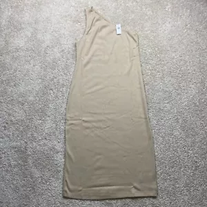 Gap One Shoulder Rib Knit Mini Dress NWT, Women's M (Sand Beige) - Picture 1 of 7