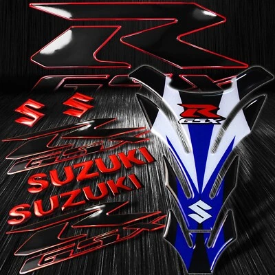 Reflective Logo Blue Gas Tank Pad+8" Chrome Red Logo&Letter+2-Tone GSXR Sticker - Изображение 1 из 4