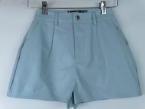 Missguided Women's Shorts Size 2 Blue Croc Faux Leather High Rise Short Shorts - Picture 1 of 8