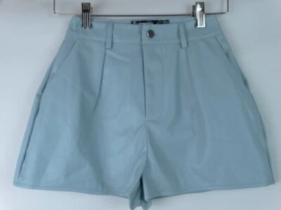 Missguided Women's Shorts Size 2 Blue Croc Faux Leather High Rise Short Shorts - Image 1 of 4
