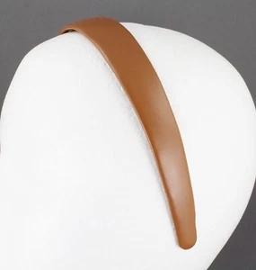 Brown faux leather headband textured 1" wide hair band accessory classic basic - Picture 1 of 10