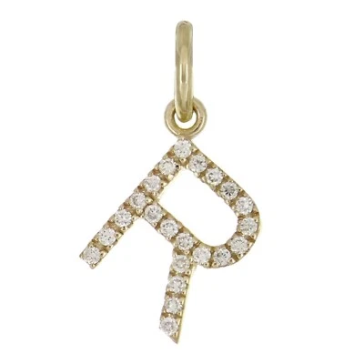 14k Yellow White or Rose Gold Diamond Initial Letter R Charm Pendant - Image 1 of 4
