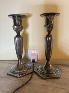 WILCOX SUPERIOR SILVERPLATE CO CLASSIC CANDLE STICK PAIR 7.75" TALL - Picture 1 of 11