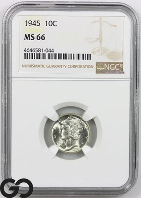 1945 Mercury Dime, NGC MS-66 ** Premium Quality! - Image 1 of 3