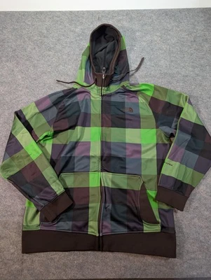 The North Face Hoodie Mens XL Green Purple Plaid TNF Apex Full Zip Softshell - Image 1 of 4