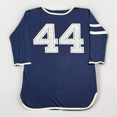 Talla M- Camiseta de fútbol vintage años 70’s manga 3/4 #44 acrílico hombre’s azul/blanco EE. UU.!! Foto 1 de 4