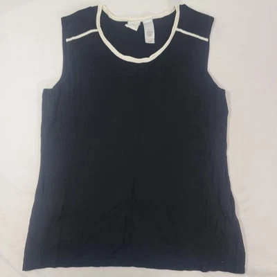 Camisa sin mangas Emma James para mujer negra blanca concha talla 1X nailon rayón Foto 1 de 4