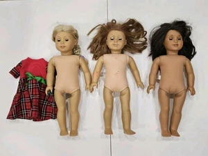 Lote De 3 Muñecas American Girl Cabello Marrón/Rubio Verde/Azul/Marrón Ojos Para Reparar - Imagen 1 de 24