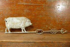 Antique Vintage Curly Tailed Pig Lightning Rod Weathervane Arrow Cast Iron 21” - Picture 1 of 20