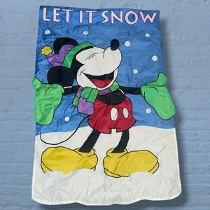 Disney Mickey Mouse Winter Flagge 27x43" Weihnachten Let It Snow Hof Deko Vintage - Bild 1 von 6