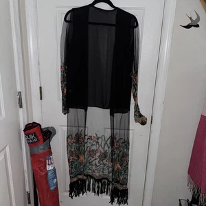 Embroidered Black Floral Sheer Cover Up - Picture 1 of 3