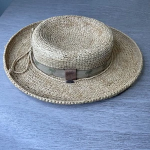 Sombrero de rafia natural SCALA con banda de palmera y corbata verano/playa/piscina - Imagen 1 de 11