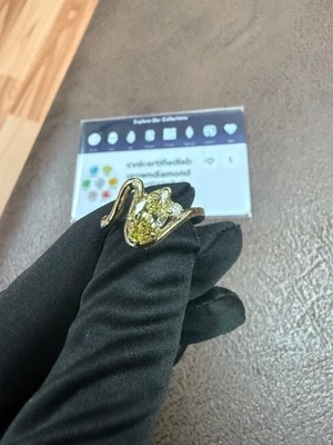 1 CT Marquise Lab Grown Diamond Engagement Ring IGI Certify Fancy Vivid Yellow - Image 1 of 4