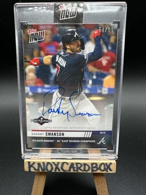 2019 TOPPS NOW Dansby Swanson Postseason Auto PS-27B Braves SP 54/99 Braves Cubs - Image 1 of 2