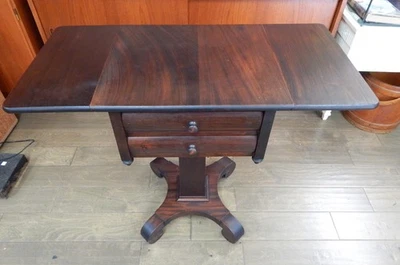 Acabado Antiguo Imperio Victoriano Caoba Hoja Gota Mesa auxiliar Salón Lateral Foto 1 de 4