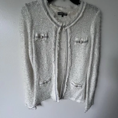 Cárdigan Dolce Cabo Blanco Tejido Lentejuelas Plateado Pequeño Foto 1 de 4