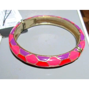 Brazalete Brazalete Patrón Empedrado con Rosa Naranja Púrpura Tonos Rojos Muñeca 6 Pulgadas  - Imagen 1 de 3