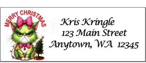 30 angry cat Personalized Christmas Return Address Labels - Picture 1 of 3