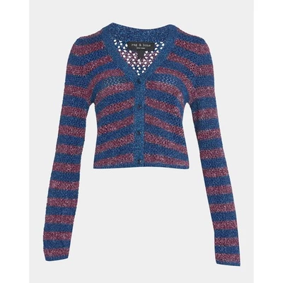 Rag & Bone Carson  Open Knit Striped Long Sleeve Button Front Cardigan Sweater S - Image 1 of 4